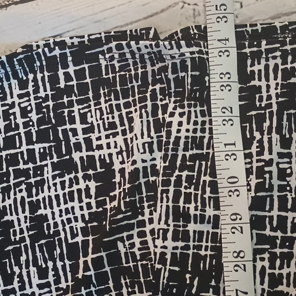 Karen Kane Black White Abstract Pint Long Sleeve A Line Dress L - Picture 4 of 7